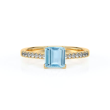 Solitaire accompagné aigue-marine et diamant Divine Idylle - 27