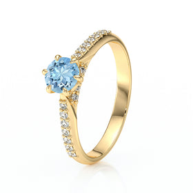 Solitaire accompagné aigue-marine diamant Pluie d’étoiles - 18