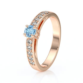 Solitaire accompagné aigue-marine et diamant Pluie d’étoiles - 3