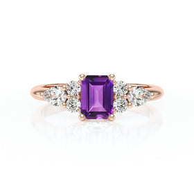 Solitaire accompagné améthyste diamant Divine Idylle - 10