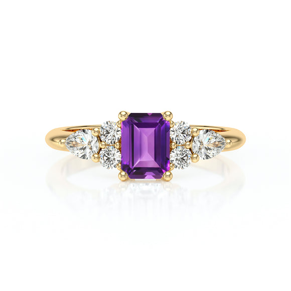 Solitaire accompagné améthyste diamant Divine Idylle - 10