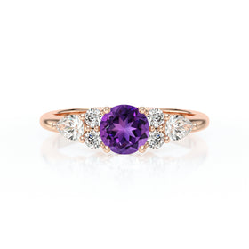 Solitaire accompagné améthyste diamant Divine Idylle - 13
