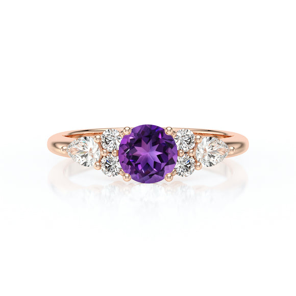 Solitaire accompagné améthyste diamant Divine Idylle - 13