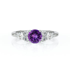 Solitaire accompagné améthyste diamant Divine Idylle - 13