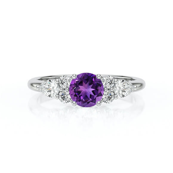 Solitaire accompagné améthyste diamant Divine Idylle - 13