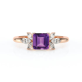 Solitaire accompagné améthyste diamant Divine Idylle - 15