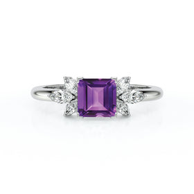 Solitaire accompagné améthyste diamant Divine Idylle - 15