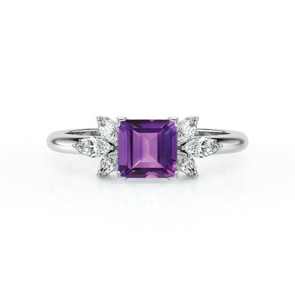 Solitaire accompagné améthyste diamant Divine Idylle - 15