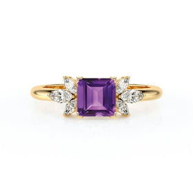 Solitaire accompagné améthyste diamant Divine Idylle - 15