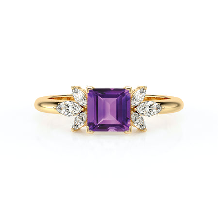 Solitaire accompagné améthyste diamant Divine Idylle - 15