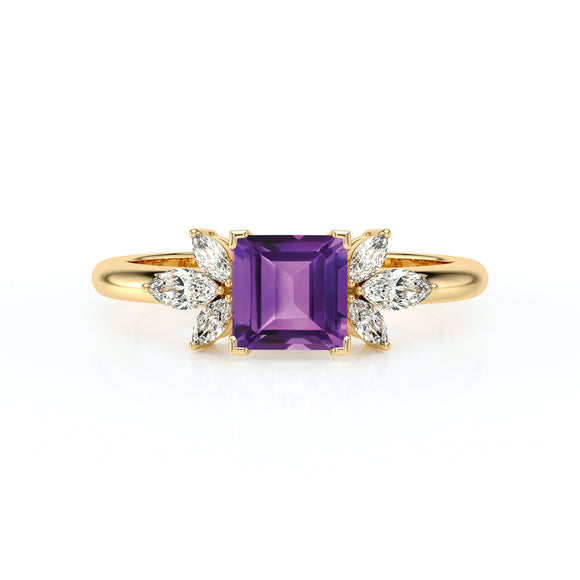 Solitaire accompagné améthyste diamant Divine Idylle - 15