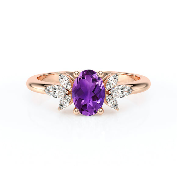 Solitaire accompagné améthyste diamant Divine Idylle - 16
