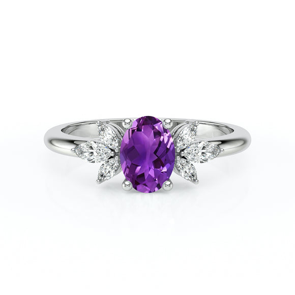 Solitaire accompagné améthyste diamant Divine Idylle - 16