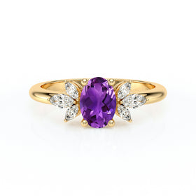 Solitaire accompagné améthyste diamant Divine Idylle - 16