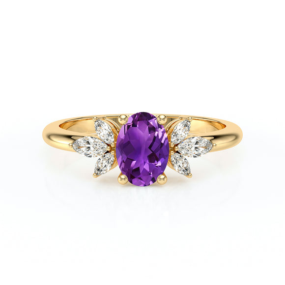 Solitaire accompagné améthyste diamant Divine Idylle - 16