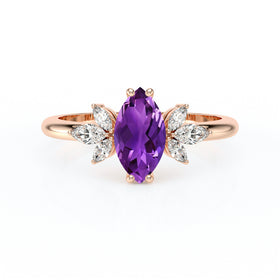 Solitaire accompagné améthyste diamant Divine Idylle - 17