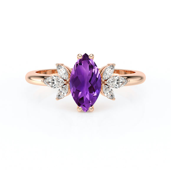 Solitaire accompagné améthyste diamant Divine Idylle - 17