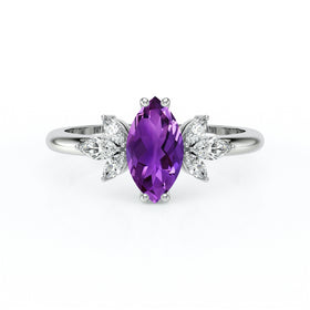 Solitaire accompagné améthyste diamant Divine Idylle - 17