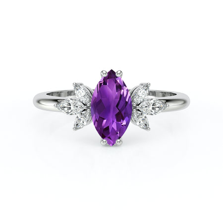 Solitaire accompagné améthyste diamant Divine Idylle - 17