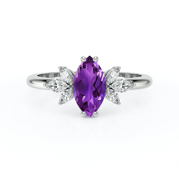 Solitaire accompagné améthyste diamant Divine Idylle - 17