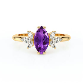 Solitaire accompagné améthyste diamant Divine Idylle - 17