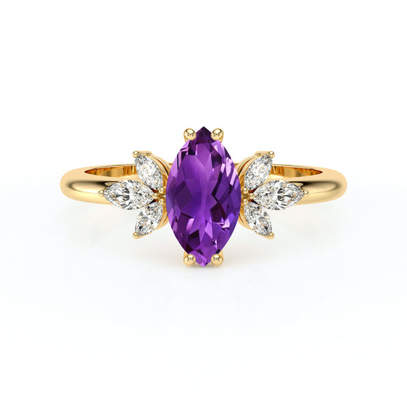 Solitaire accompagné améthyste diamant Divine Idylle - 17