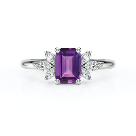 Solitaire accompagné améthyste diamant Divine Idylle - 18