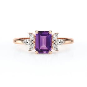 Solitaire accompagné améthyste diamant Divine Idylle - 18