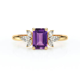 Solitaire accompagné améthyste diamant Divine Idylle - 18