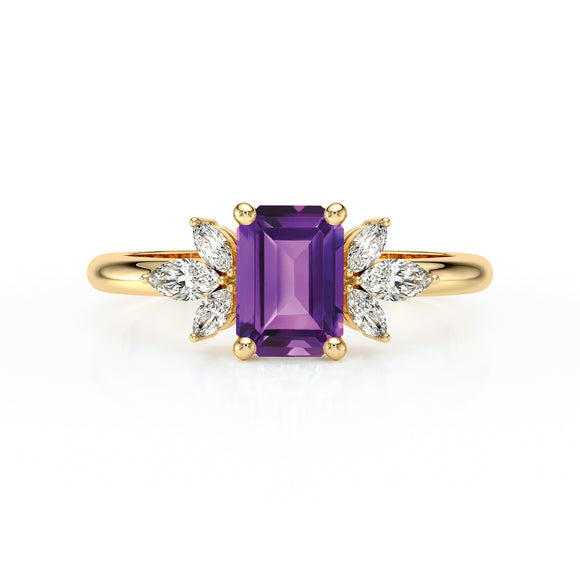 Solitaire accompagné améthyste diamant Divine Idylle - 18