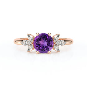 Solitaire accompagné améthyste diamant Divine Idylle - 19