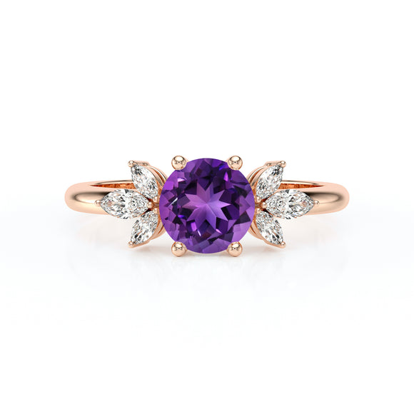 Solitaire accompagné améthyste diamant Divine Idylle - 19