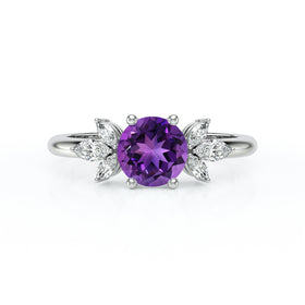 Solitaire accompagné améthyste diamant Divine Idylle - 19