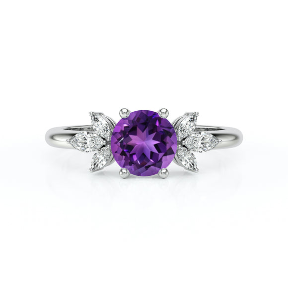 Solitaire accompagné améthyste diamant Divine Idylle - 19