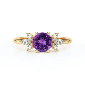 Solitaire accompagné améthyste diamant Divine Idylle - 19