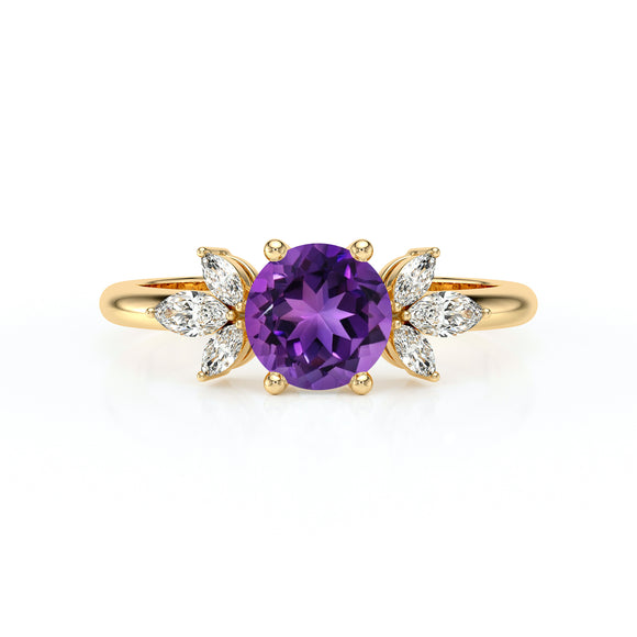 Solitaire accompagné améthyste diamant Divine Idylle - 19