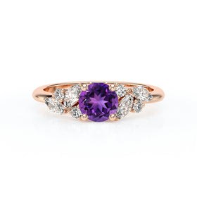 Solitaire accompagné améthyste diamant Divine Idylle - 20