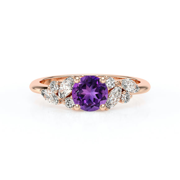 Solitaire accompagné améthyste diamant Divine Idylle - 20
