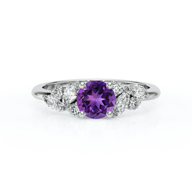 Solitaire accompagné améthyste diamant Divine Idylle - 20