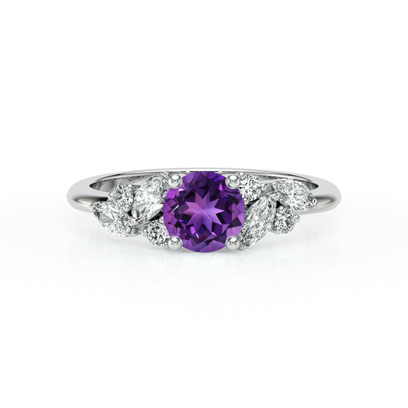 Solitaire accompagné améthyste diamant Divine Idylle - 20