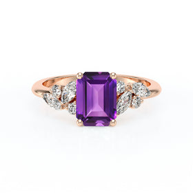 Solitaire accompagné améthyste diamant Divine Idylle - 21