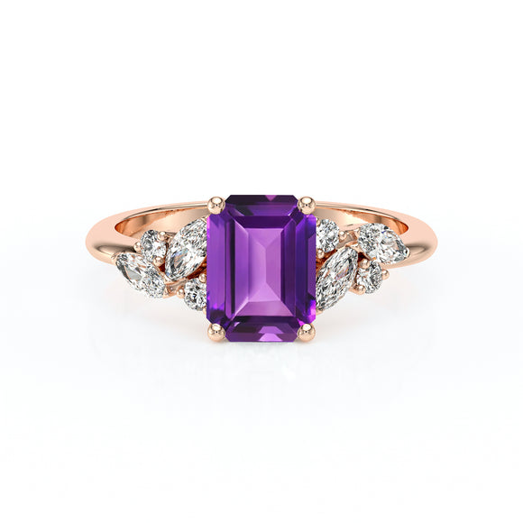 Solitaire accompagné améthyste diamant Divine Idylle - 21