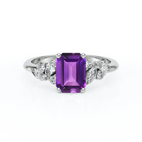 Solitaire accompagné améthyste diamant Divine Idylle - 21