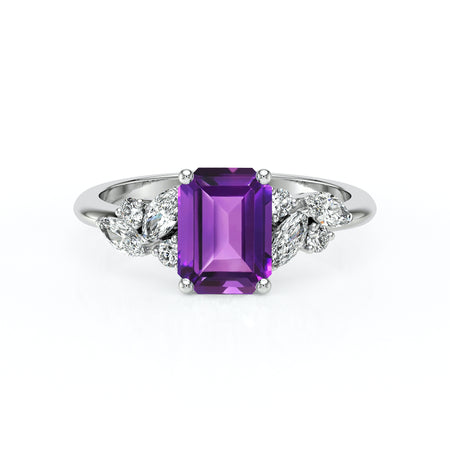 Solitaire accompagné améthyste diamant Divine Idylle - 21