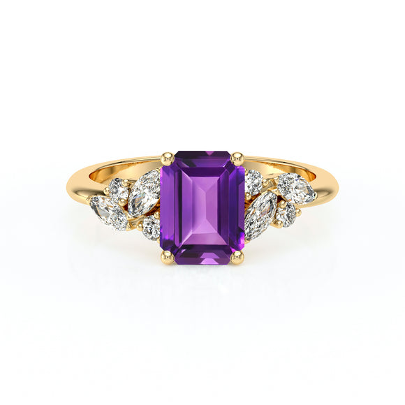 Solitaire accompagné améthyste diamant Divine Idylle - 21