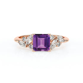 Solitaire accompagné améthyste diamant Divine Idylle - 22