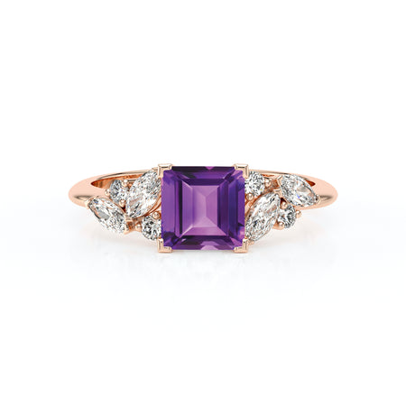 Solitaire accompagné améthyste diamant Divine Idylle - 22
