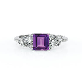 Solitaire accompagné améthyste diamant Divine Idylle - 22
