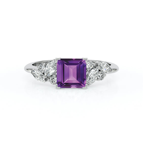 Solitaire accompagné améthyste diamant Divine Idylle - 22