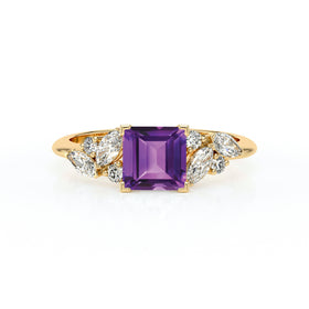 Solitaire accompagné améthyste diamant Divine Idylle - 22